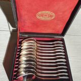 12 small silver metal spoons Christofle mesh model