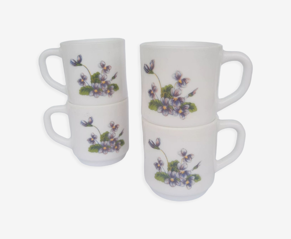 Set de 4 tasses à expresso arcopal opaline fleurs