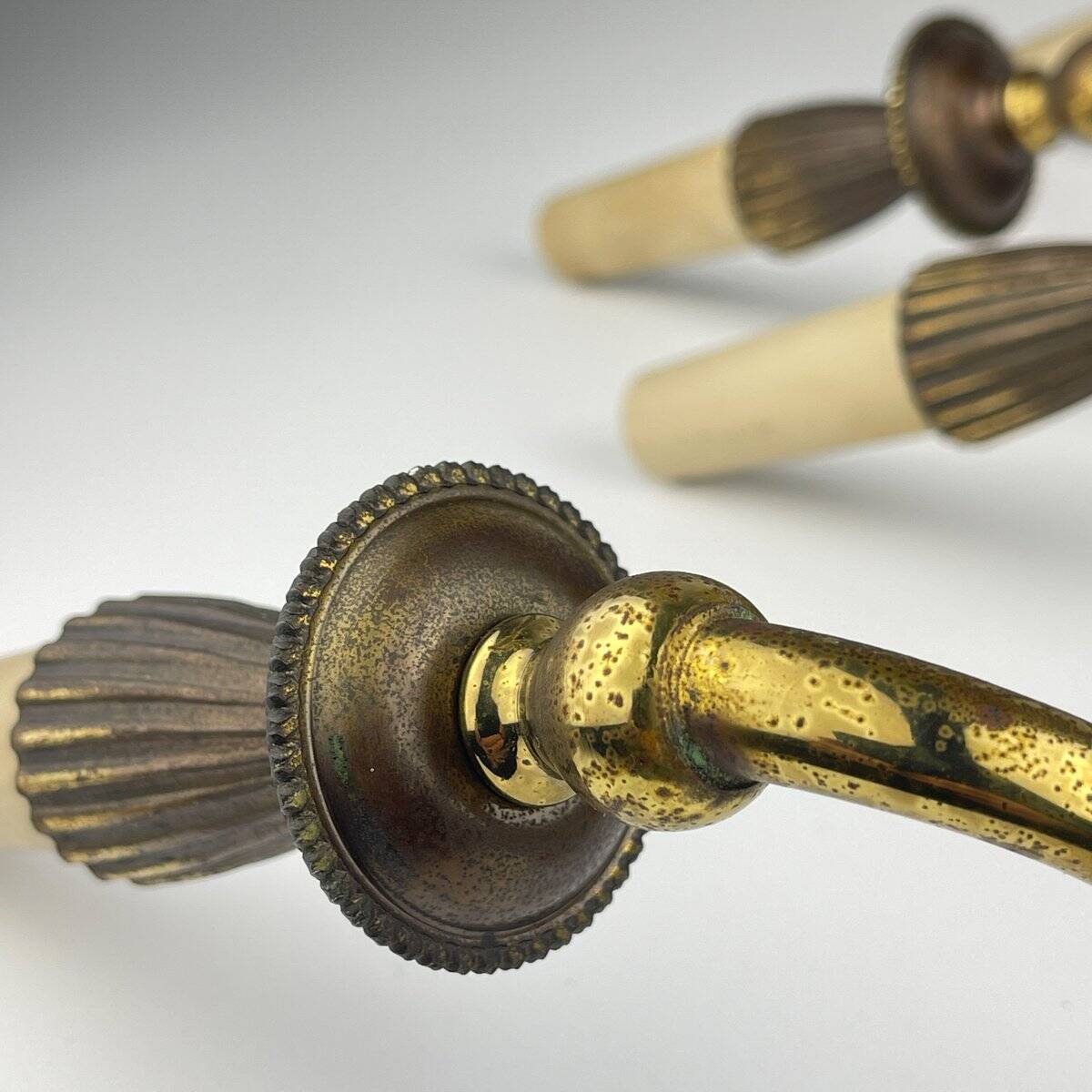 Vintage bronze wall lamps, Italy, 1950s, set of 2