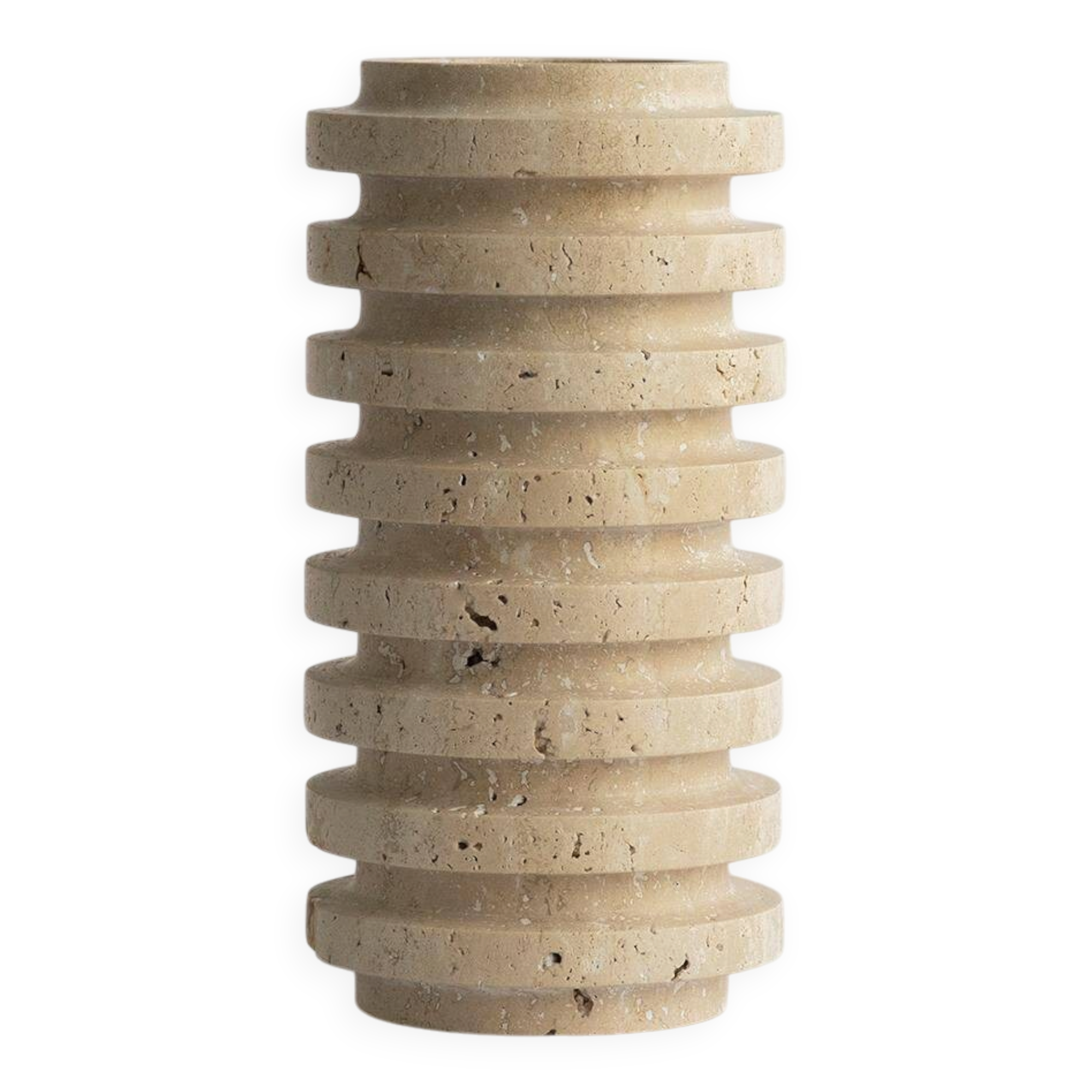 Layered travertine vase