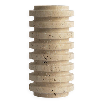 Layered travertine vase