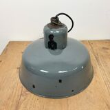 Industrial grey enamel pendant lamp from siemens, 1950s