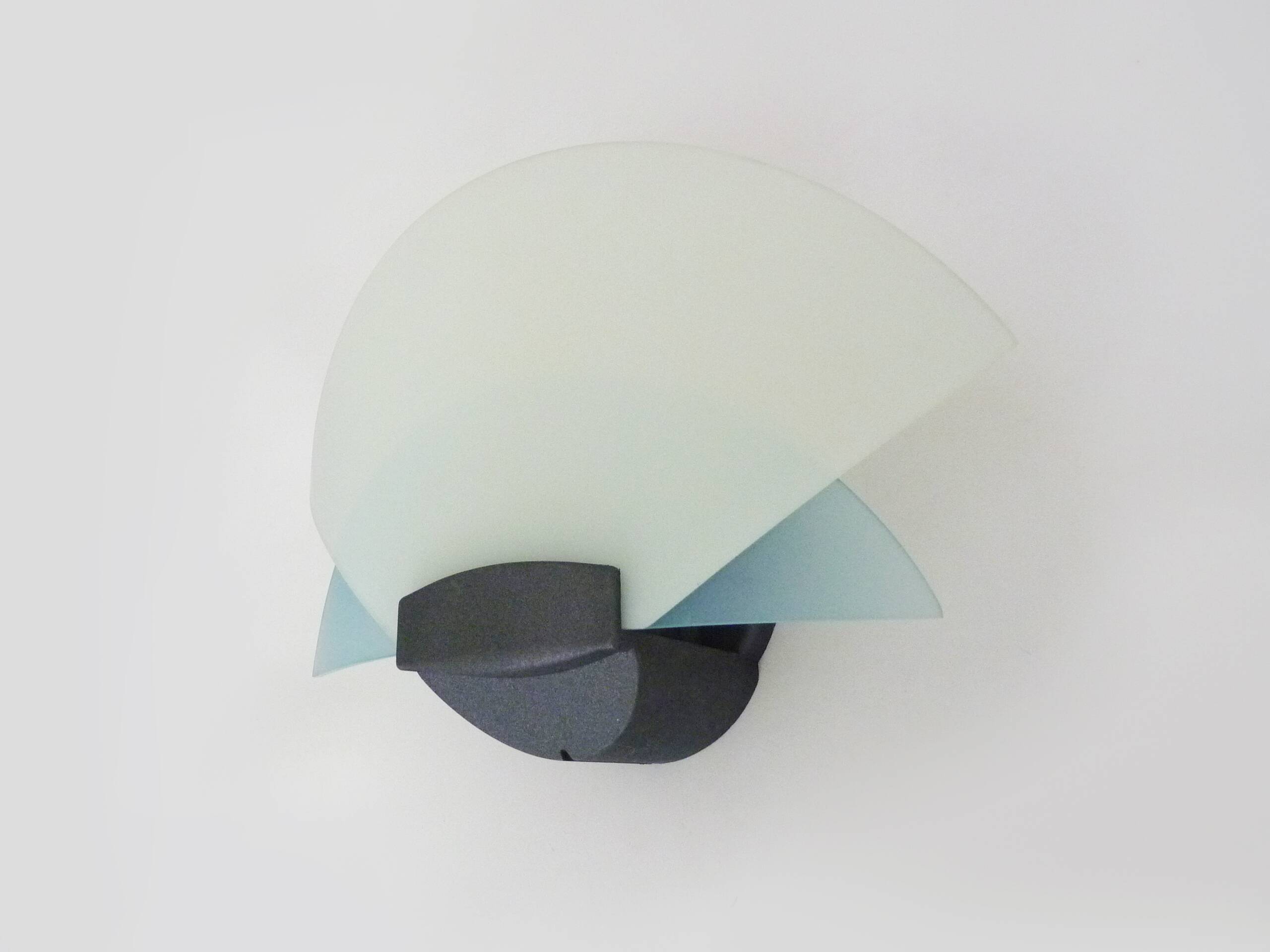 Vintage wall lamp Italian design blue and white glass. Memphis style.