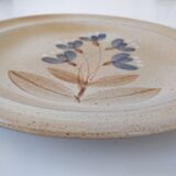 Flat plate in Marais sandstone France beige with blue, white and brown floral decoration