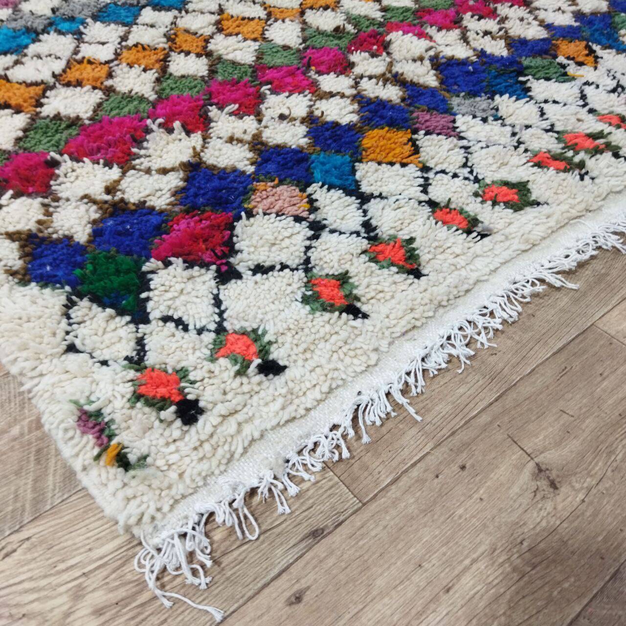 Handmade wool Berber rug 245x153 cm