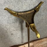 Pied de lampadaire tripode années 50 en laiton et bronze doré, Maison Charles