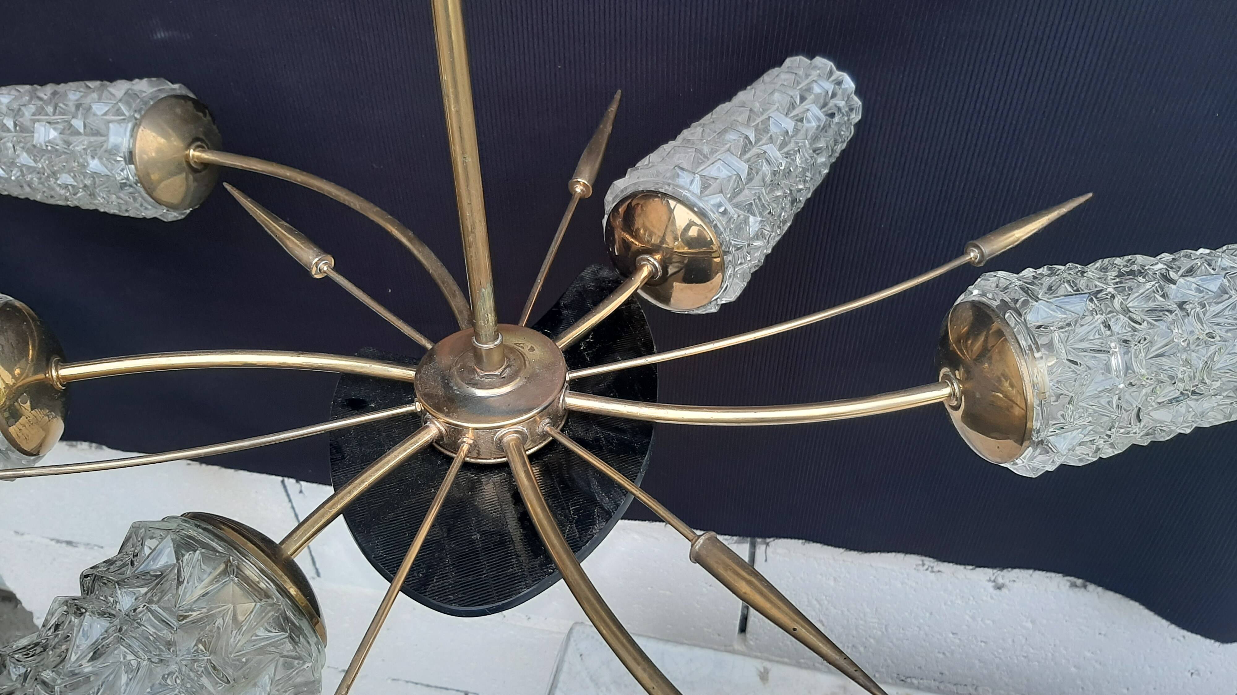 Vintage 60s sun shape chandelier 6 branches