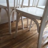 Set of 4 white wooden bistro chairs