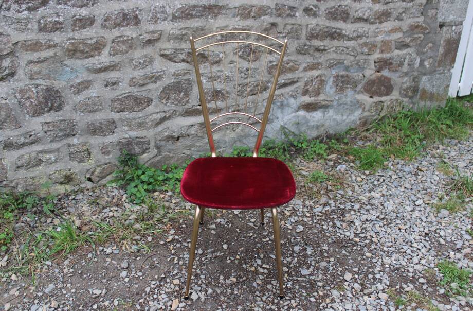 Vintage chair in gilded metal and velvet seat