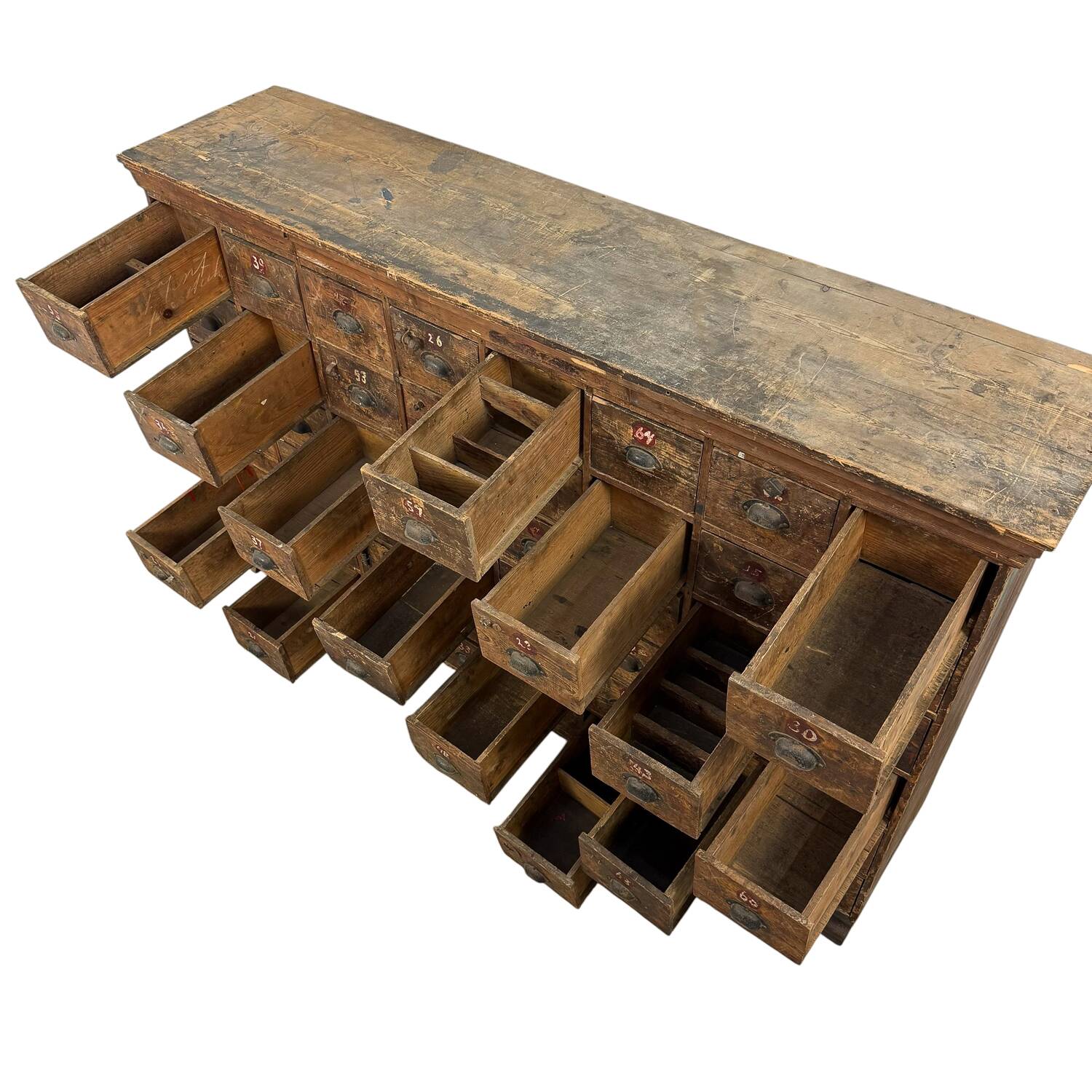 Large Antique Bank of Drawers – 48 Drawer Industrial Cabinet