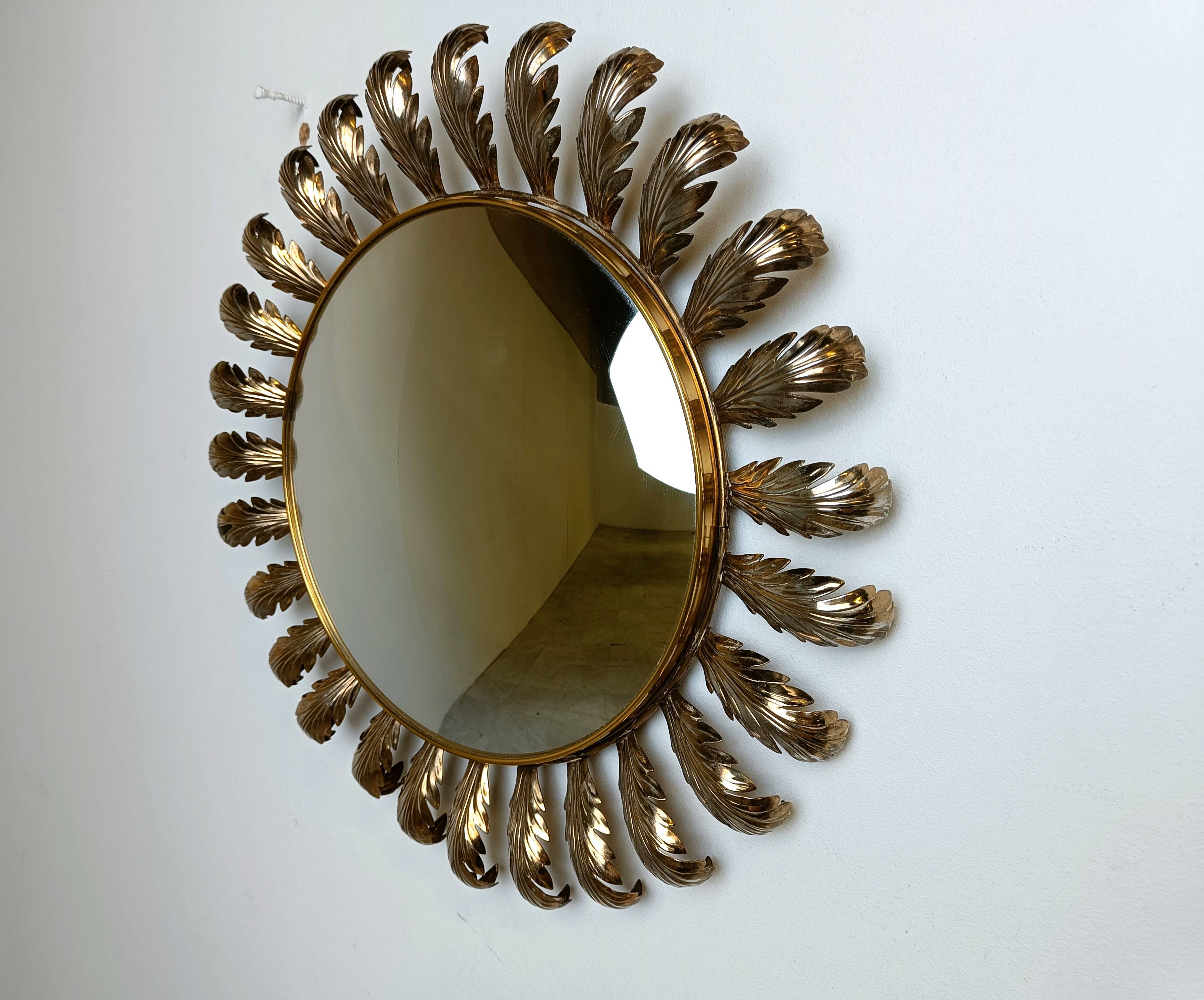 Vintage brass sunburst mirror 1960s
