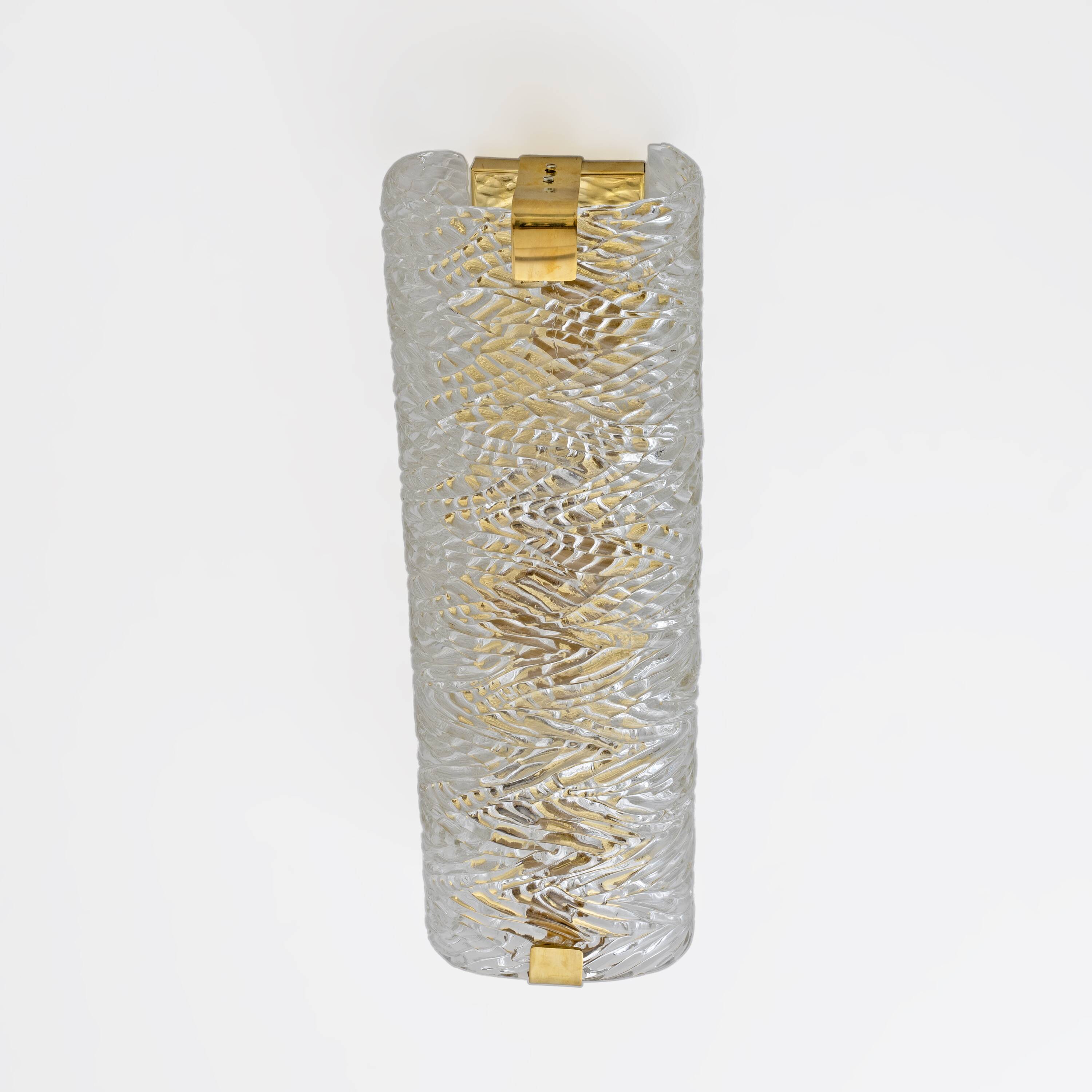 Pair of Modern Italian Brass and Murano Glass Textured Wall Sconces