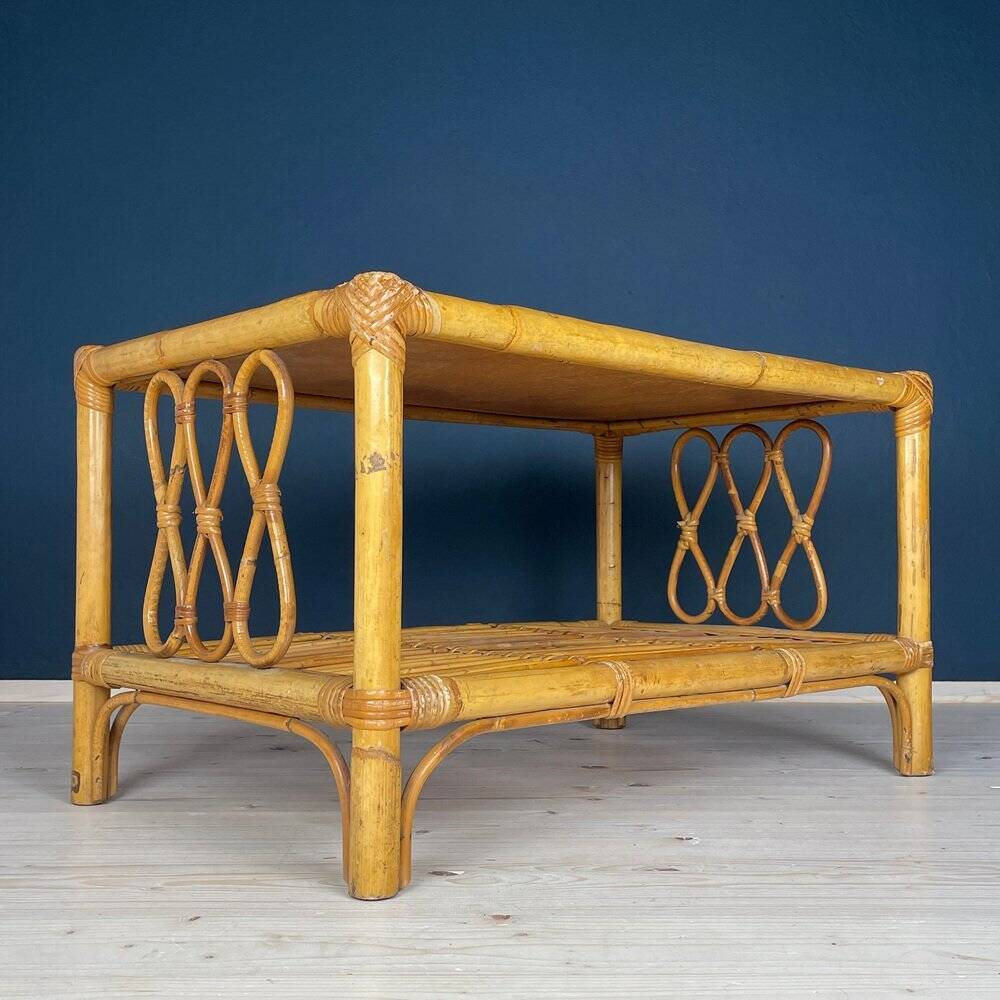 Vintage bamboo coffee table, Italy, 1970s