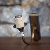 Pair of wall lamps, vintage wall lamp, two-tone brass wall lamp with lucite, lighting, decoration