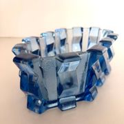 Art Deco Blue Glass Bowl / Centerpiece by Rudolf Schrötter -Inwald, Poland