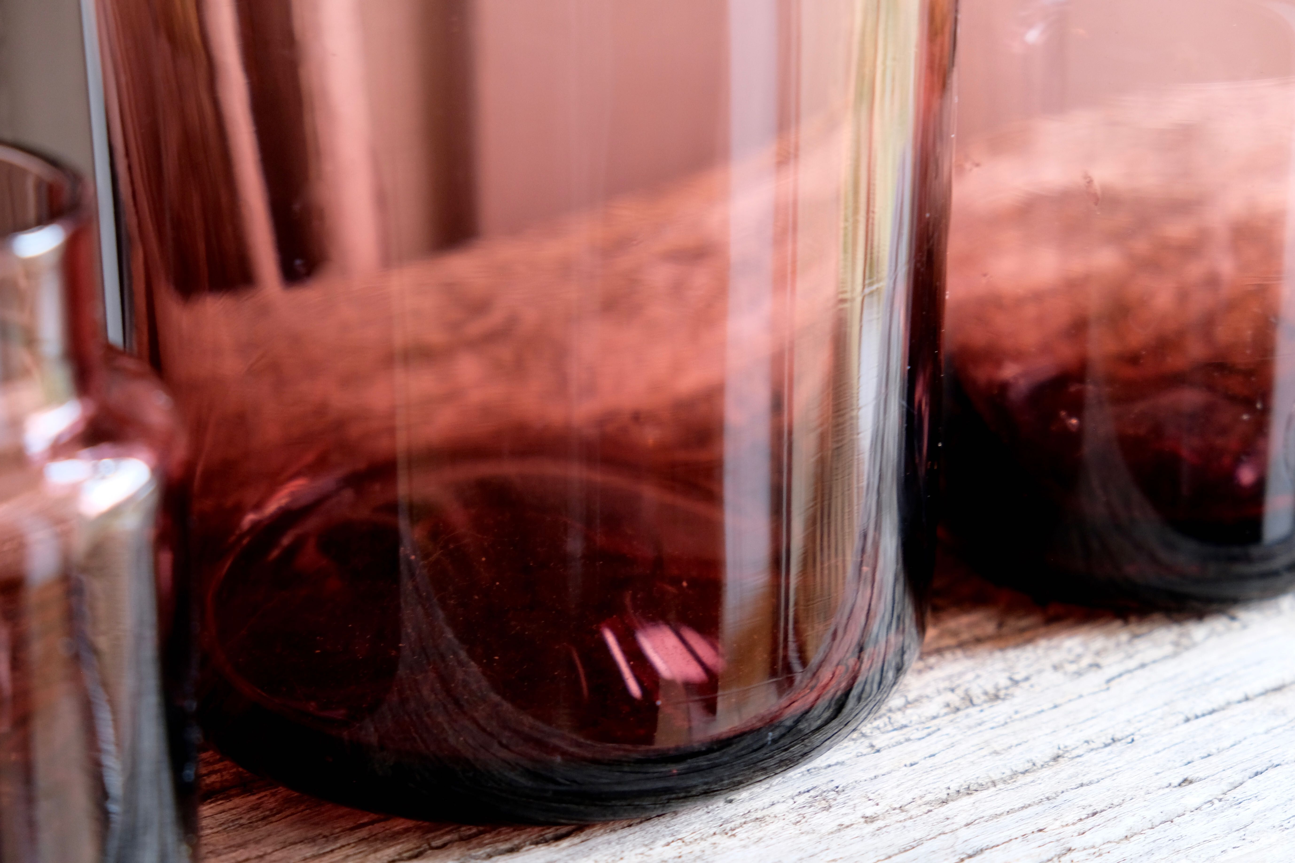 Set 5 vases in blown glass art glass ALLEX, Drôme