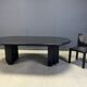 Vintage extendable black wooden dining table, 1980s