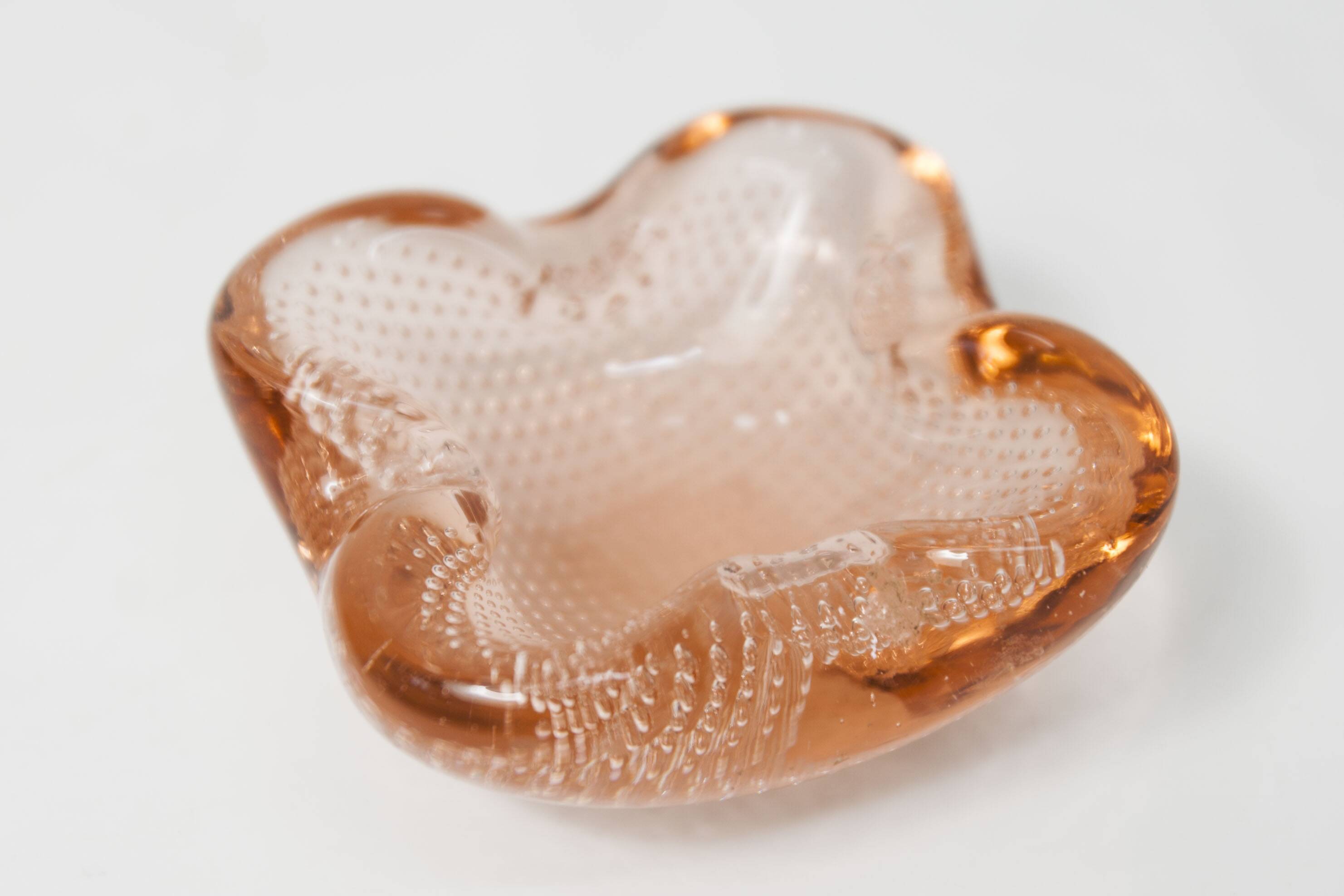 Murano ashtray, pink with bubbles, 1960, 7.5cm