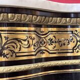 Low Boulle marquetry buffet, curved support furniture, Napoléon III period.