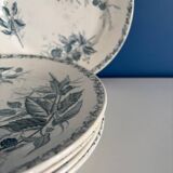 Set of 5 Vintage Badonviller Ironstone Flat Plates – Blackberry Pattern