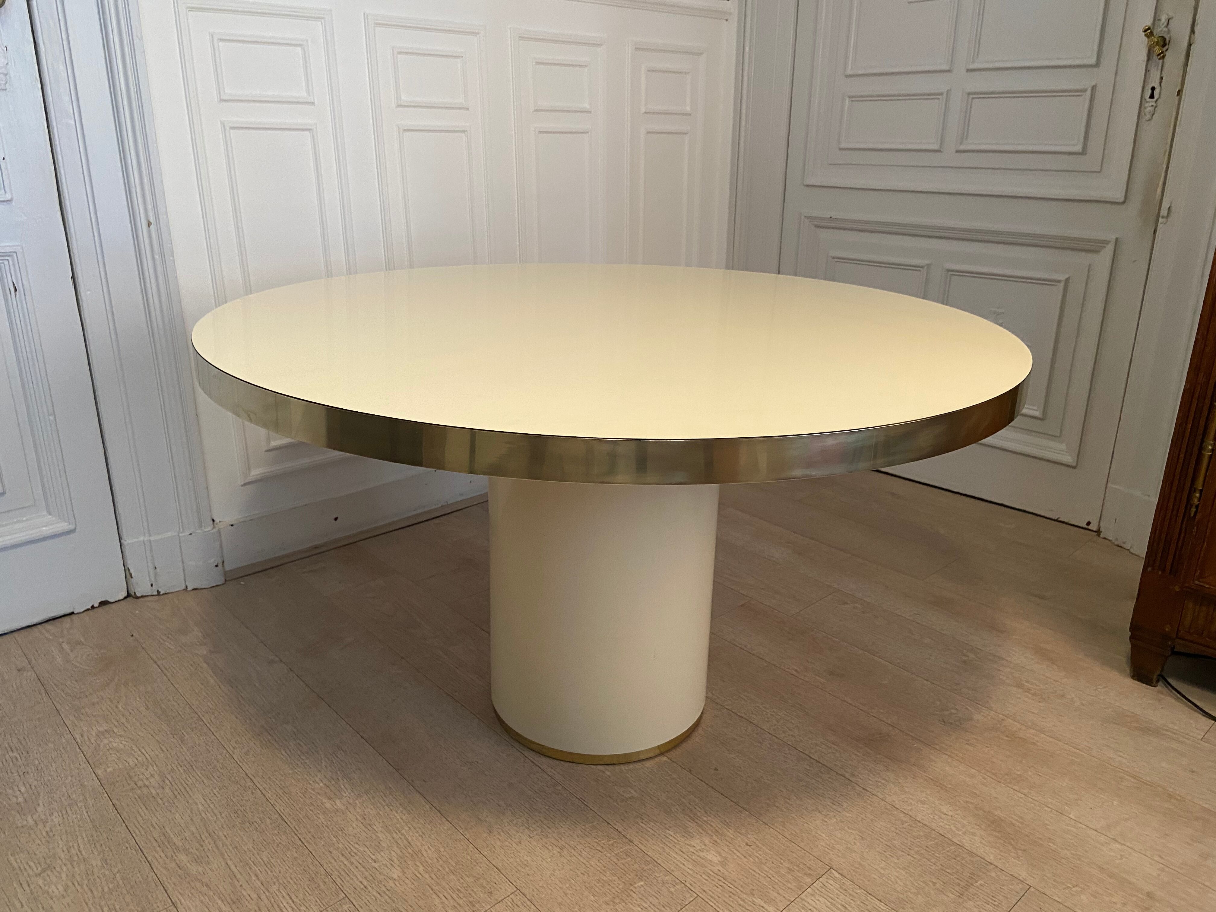 Ivory and Laiton dining table, Paris, 1970