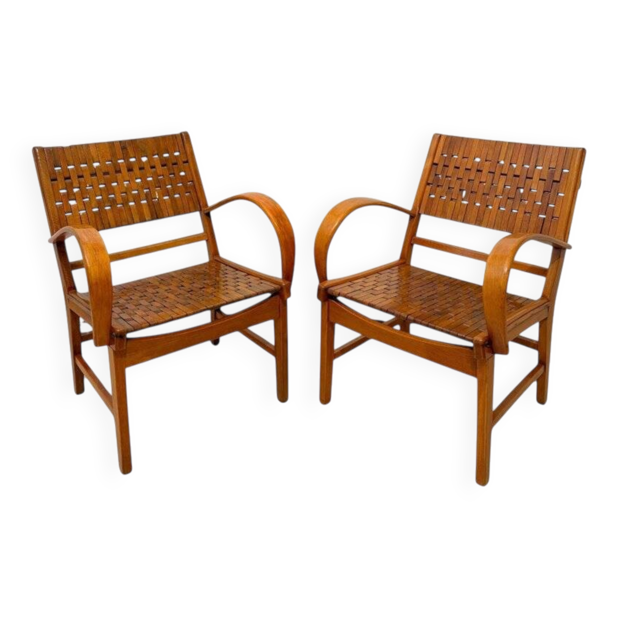 Gelenka Armchairs in Solid Beech Wood, Germany, 1950, Set of 2