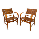 Gelenka Armchairs in Solid Beech Wood, Germany, 1950, Set of 2