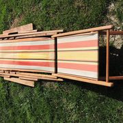 Old Wooden and Bayadere Canvas Deckchair