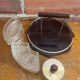 Serving Tray Wood & Chrome + Molded Glass Bowls Kitchen Wine