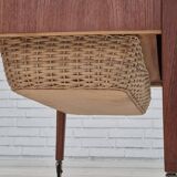 1970s, Danish chest of drawers, teak wood, rattan, original condition.