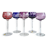 Collection of Lead Crystal Glasses, Colored Wine Glasses