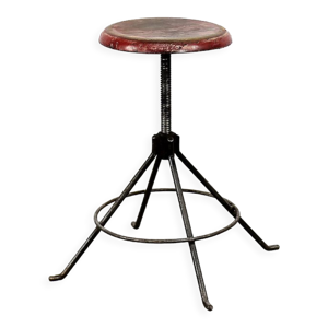 Tabouret pivotant vintage en métal