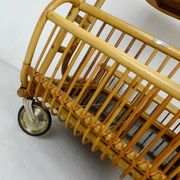 1950s mid century trolley serving cart bamboo wicker black formica