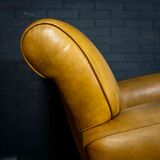 Set of leather french club armchairs