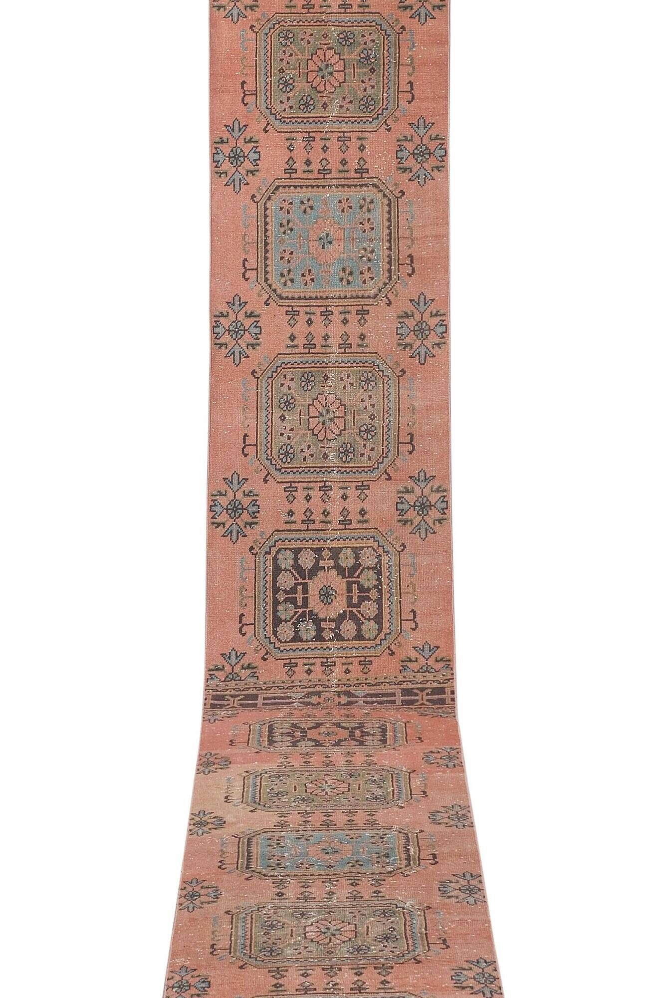 Vintage Turkish hallway rug 83x652 cm
