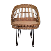 Fauteuil en osier, années 50
