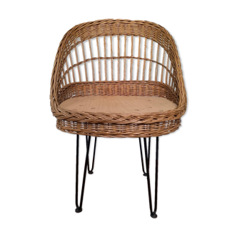 Wicker armchair, 1950s