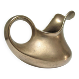 Stylized sculptural solid brass vase with handle