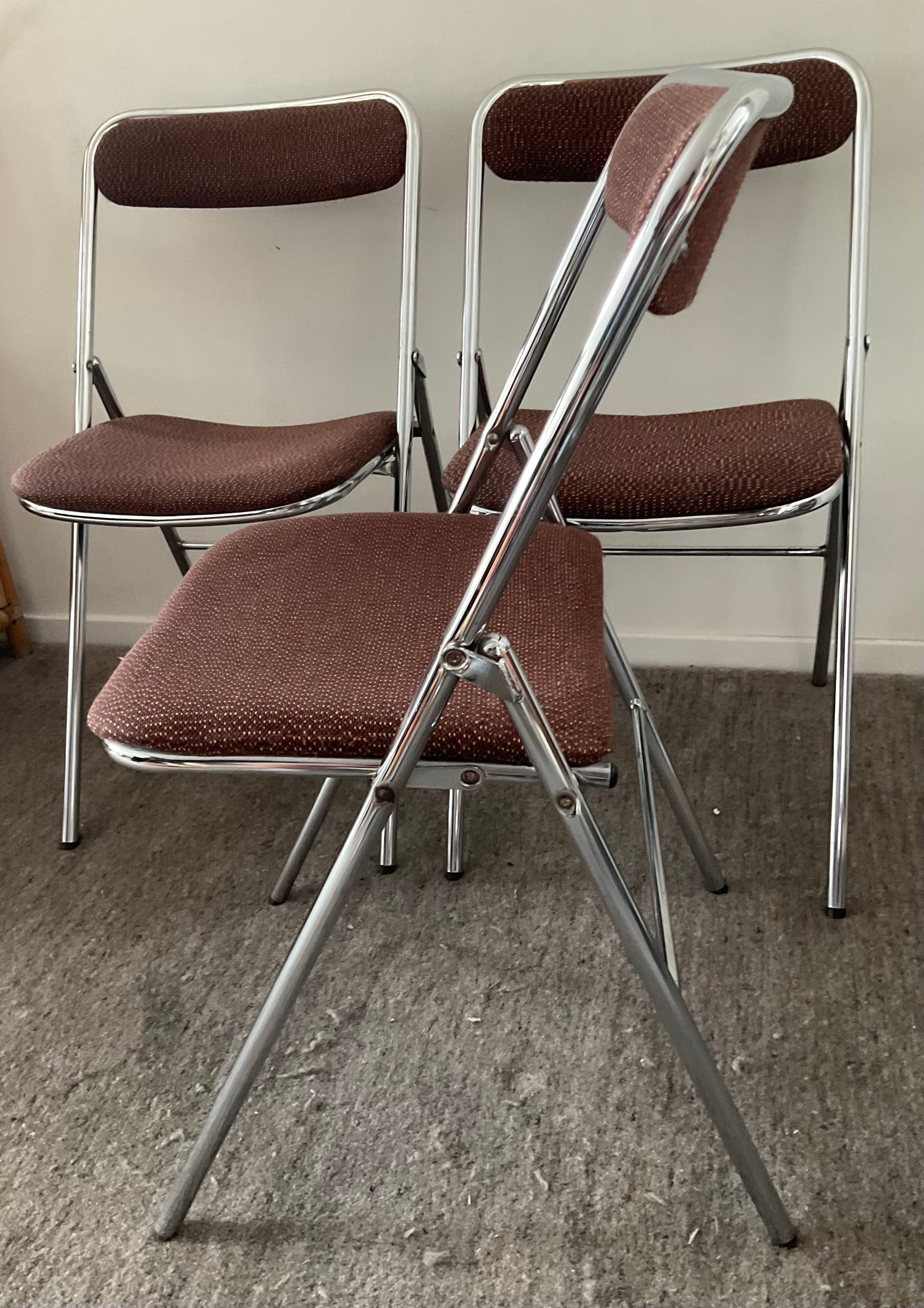 Série de 3 chaises pliantes Souvignet des années 70
