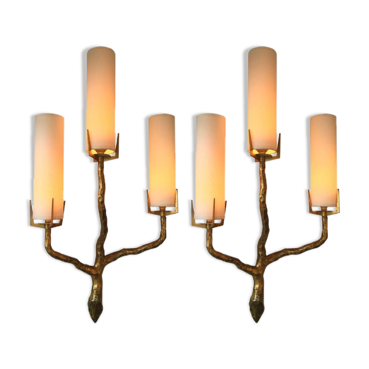 Arlus Publisher. Pair of appliques in gilded bronze