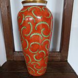 Jean Boyer porcelain vase with floral and vegetal decoration and bird of paradise