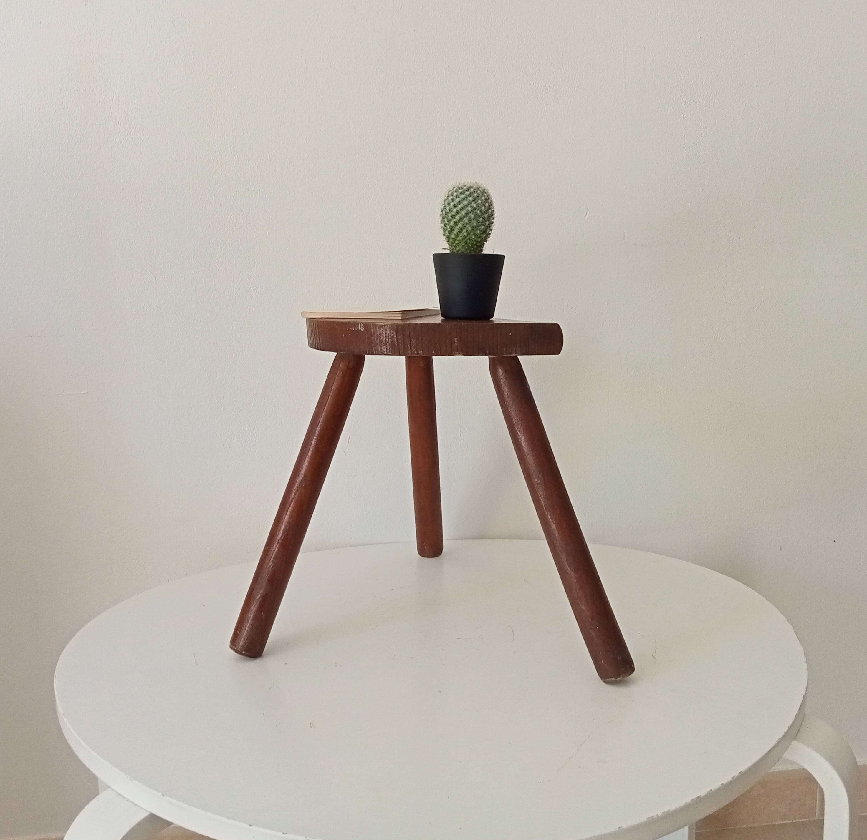 Vintage wooden tripod stool