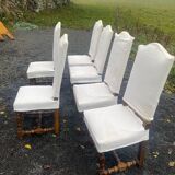 6 chaises Louis XIII en noyer