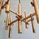 Geometric brass chandelier, Hollywood Regency, design by G. Sciolari, 1970.
