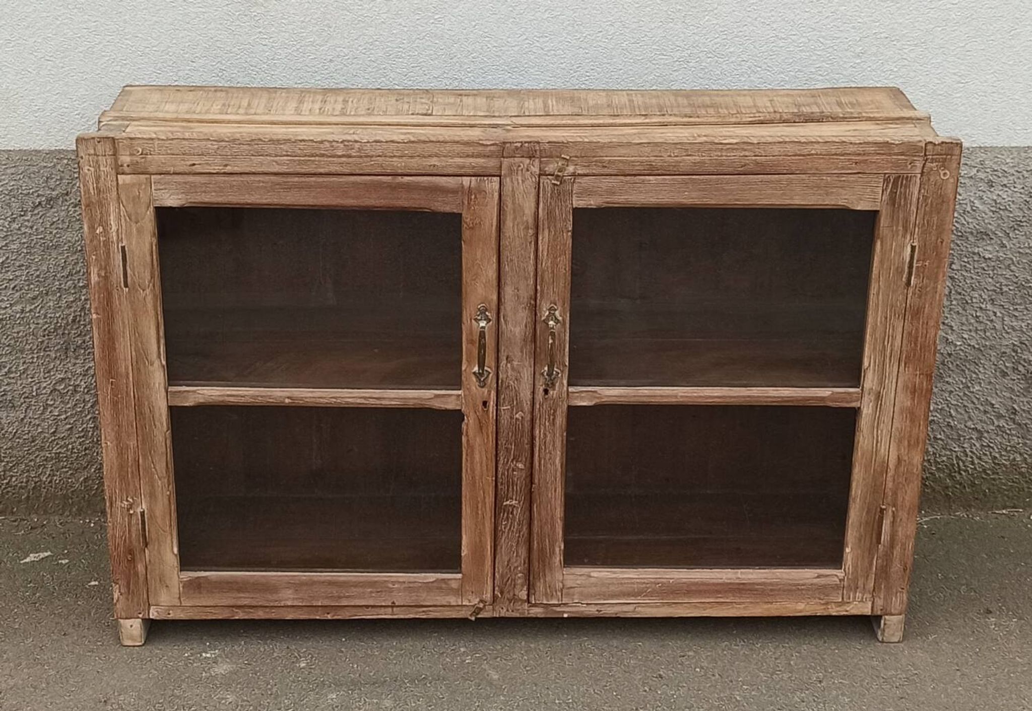 Glass sideboard in antique wood