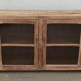 Glass sideboard in antique wood