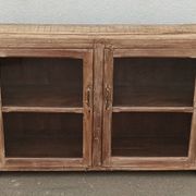Glass sideboard in antique wood