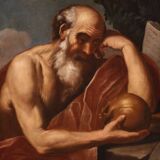Great 17th century Italian painting, Saint Jerome in Meditation