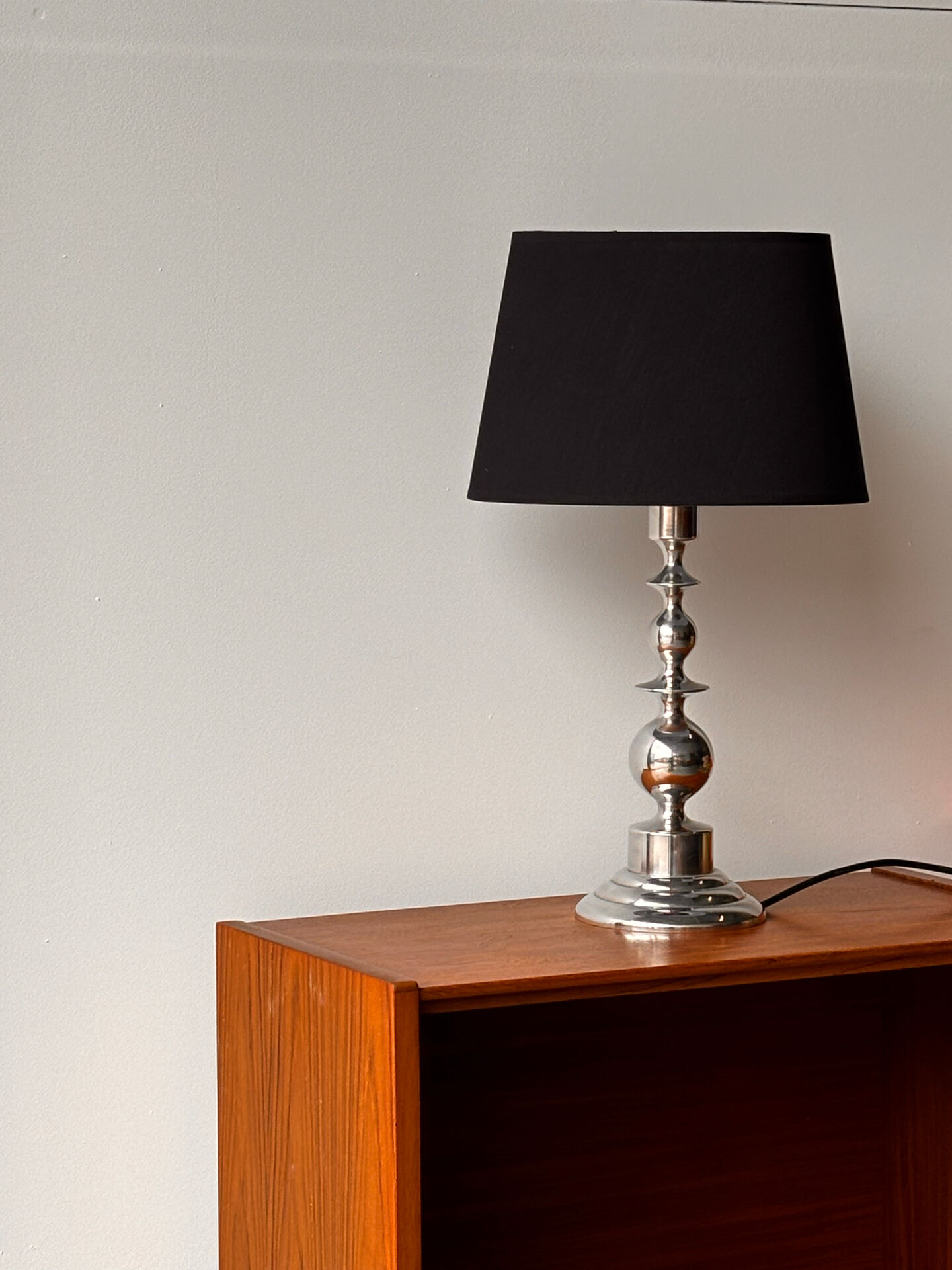Mid-century Scandinavian sculptural lamp chrome 1970