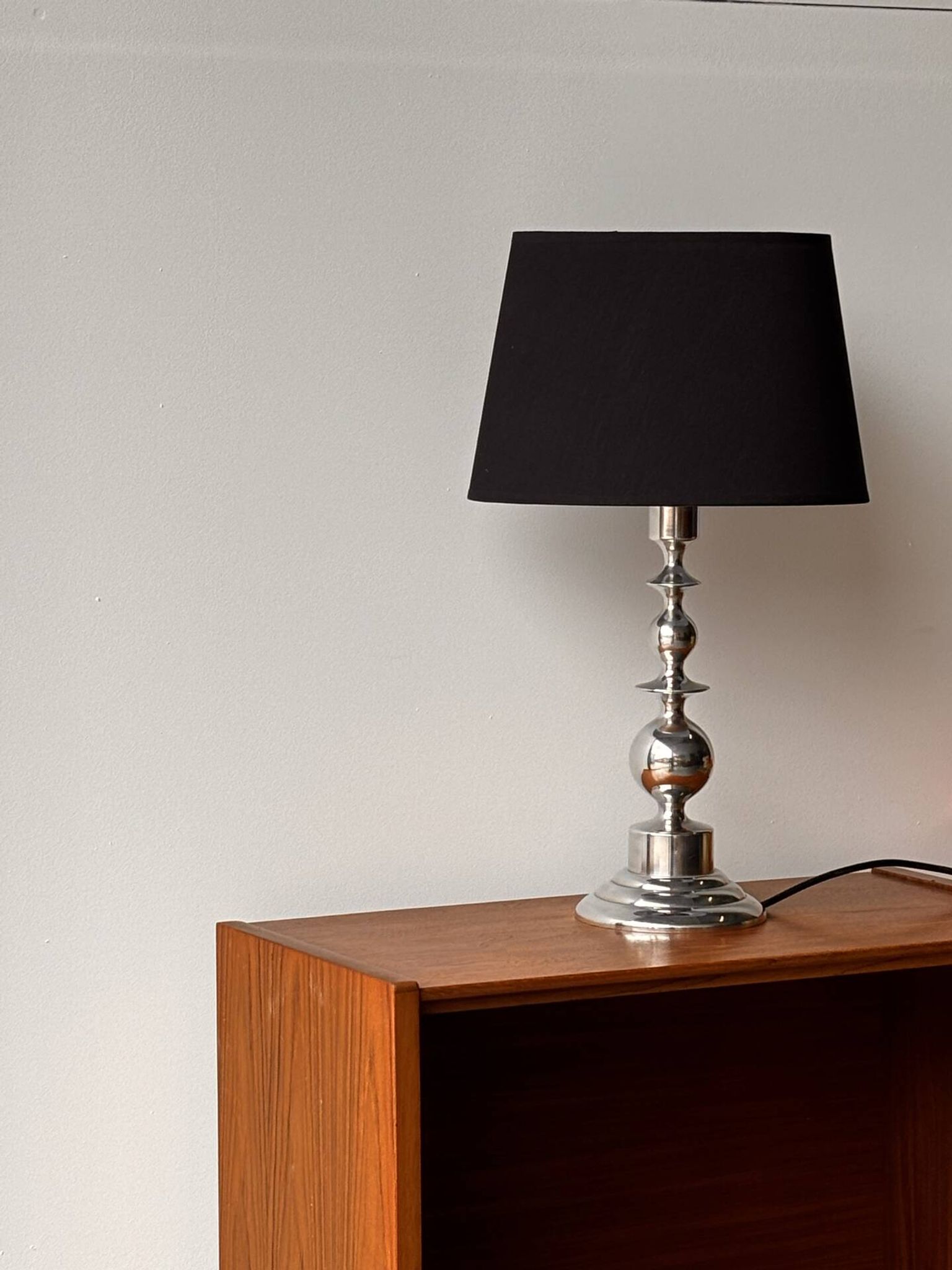 Mid-century Scandinavian sculptural lamp chrome 1970